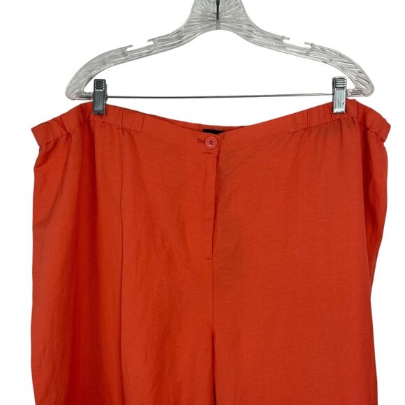 Lane Bryant NEW Coral Pink Linen Blend Elastic Waist Capri Wide Leg Plus Size 26 - Picture 2 of 9